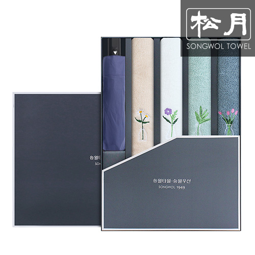 송월 SW 3단 무지반자 1P + 호텔 플라워스 타올 130g 4P