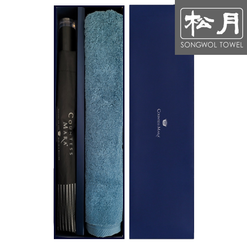 송월 CM 2단 도트보더 우산1p+코마40수무지180g 타올1p