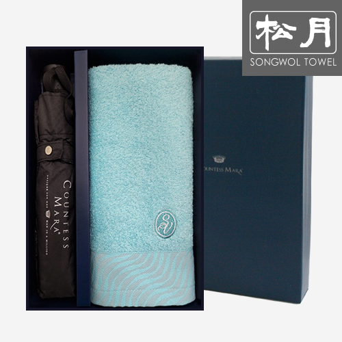 송월 CM 3단폰지 우산1p+샤보렌물결 160g 타올1p