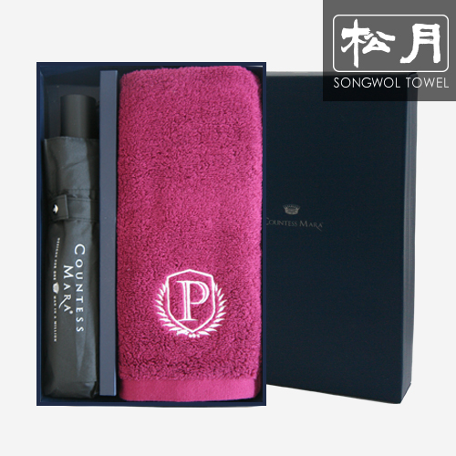 송월 CM 3단폰지 우산1p+프레스티지70타올 170g