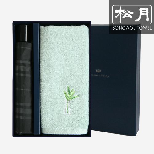 송월 SW 3단 모던체크 우산1p+호텔플라워스 타올 130g 1p