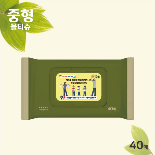 40매 중형 물누리그린 물티슈 (캡형)