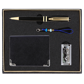 워터펜블랙+사피아노코너소가죽명함지갑+채색송학자개USB