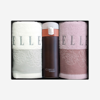 엘르 로즈세면타올 150g 2매+코렐원터치텀블러1개 세트