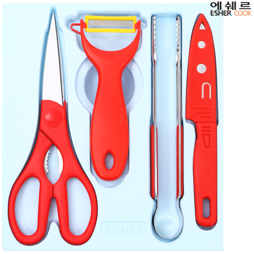 주방편한가위+프레쉬야채칼+집게+과도