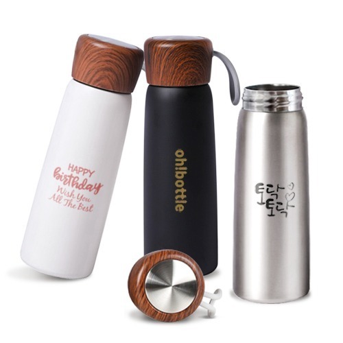 클린라인 304 이중진공 우드텀블러 400ml(보온병)