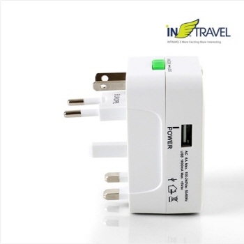 플라이토 해외 여행용 USB 2포트 멀티 아답터 JS-1004