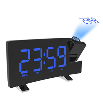 라디오 빔프로젝션 커브드 디지털 LED 시계 BR8831 블랙