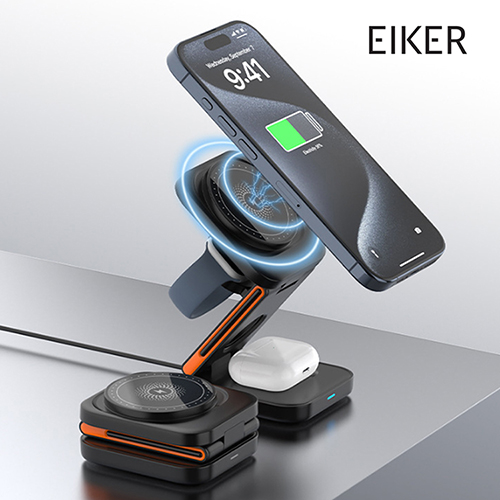 EIKER 3in1 폴딩 맥세이프 접이식 무선충전기 초경량 15W 고속 