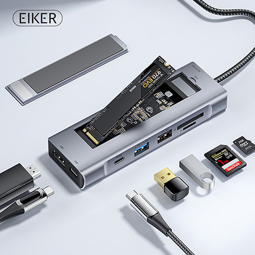 EIKER 8in1 C타입 멀티허브 USB3.2 HDMI PD충전 M.2