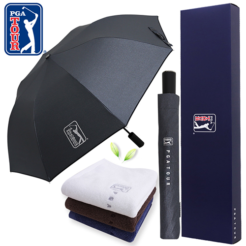 PGA 2단자동 블랙메탈+150g면사타올 세트