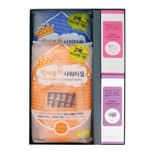 송월 S-케어 선물세트 (킹버블샤워타월 2p + 샤워필터 2p)