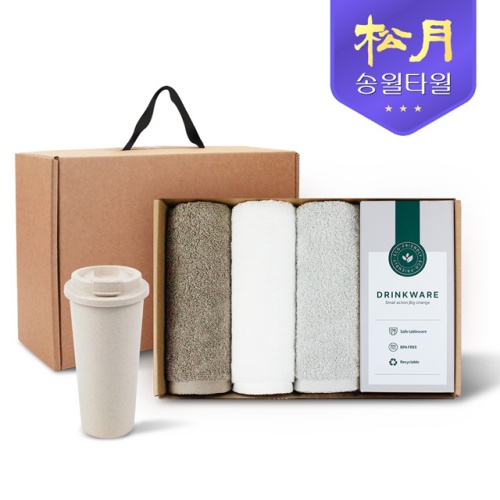 송월타올 리빙 기프트세트 2. 노블레스 150g X 3P + 커피텀블러 630ml 1P