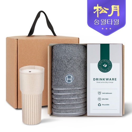 송월타올 리빙 기프트세트 18. 호텔컬렉션 필라라인40 190g X 1P + 커피텀블러 709ml 1P