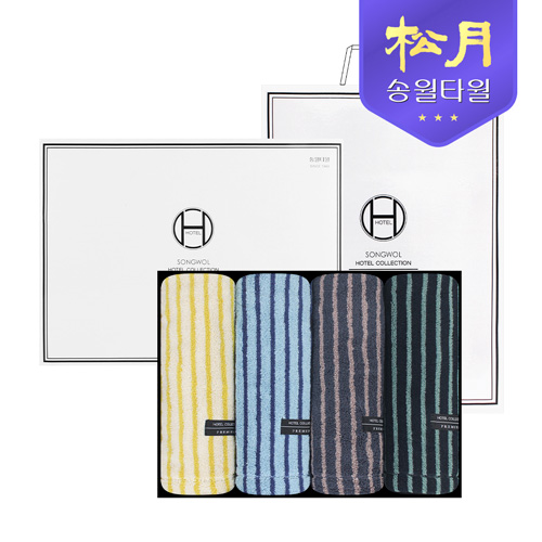 송월타올 호텔컬렉션 솔리드 스트라이프44 (220g) 4P세트
