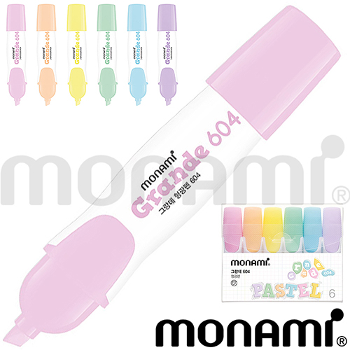 모나미 그랑데 604 형광펜 6색세트