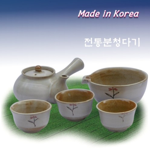 분청꽃 3인다기 6P
