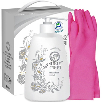 친환경 아름다운주방세제500펌프 고무장갑32cm 2종