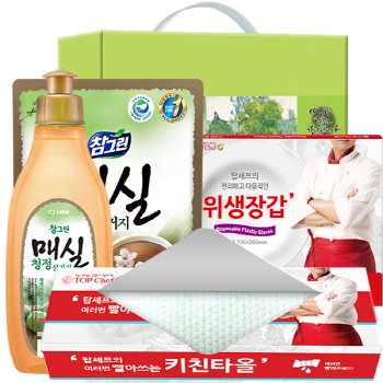 친환경 참그린매실300용기 매실300리필 정사각위생장갑 빨아쓰는키친타올 