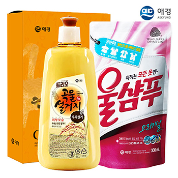 애경 곡물설거지500용기 울샴푸 2종