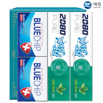 항균 블루칩비누2P 베이킹소다치약90g2P 4종