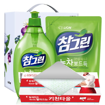 유기농 참그린500용기 녹차300리필 빨아쓰는키친타올