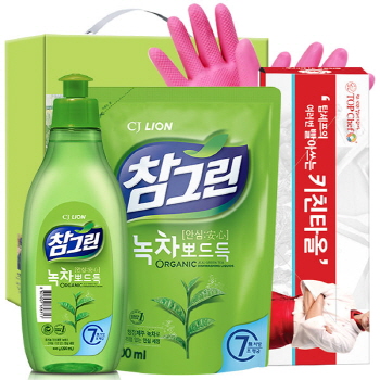 유기농 참그린300용기 녹차300리필 빨아쓰는키친타올 