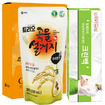 애경 곡물설거지300리필 크린백 2종