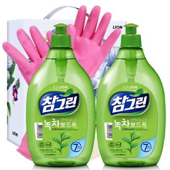 유기농 참그린500용기2P 고무장갑32cm 3종