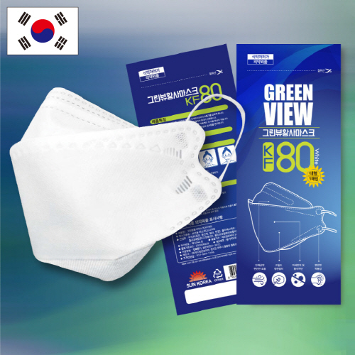 [국산] 그린뷰 KF80 황사방역 화이트 마스크 성인용