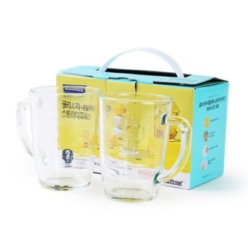 [글라스락] 스트라이프 강화유리머그 350ml 2조 / RM02121-XC