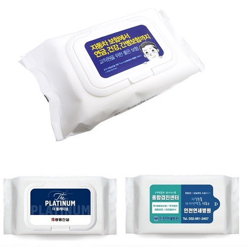 국산정품 무광 흰색물티슈 캡형 60매 55g