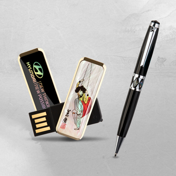 제이메타 S4 골드 풍속화 자개USB 볼펜 세트 4GB~64GB