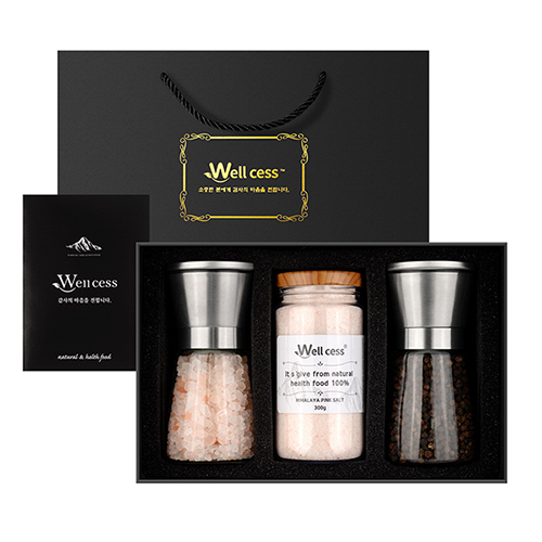 웰세스 WG-203S 히말라야 핑크솔트 블랙페퍼 그라인더 선물세트