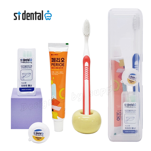 M케이스 + 326칫솔 + 페리오치약 + st덴탈 치실 + 치간칫솔 세트