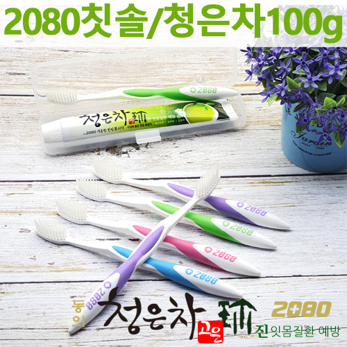 2080미세모+청은차치약100g/칫솔치약세트 2종
