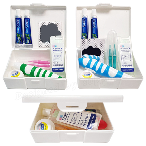 치아구급함 알뜰 2호 (거울+치간칫솔2p케이스) 칫솔치약세트