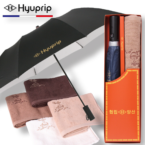 협립 2단 폰지 자동우산+카페타월115g 1P 세트