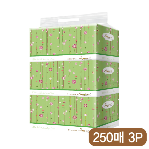 해피니스 미용티슈 (250매) 꽃넝쿨 3P