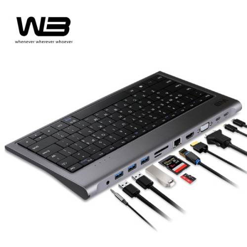 W3 멀티허브 키보드 CTK-1 USB C타입 10포트 10in1