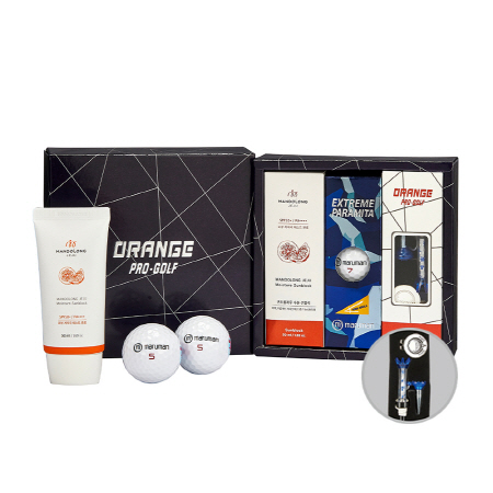 오렌지프로 골프선물세트 3단 마르망3구-04 + 맨도롱제주선블럭 50ml + 은장볼마커+자석티 + 쇼핑백