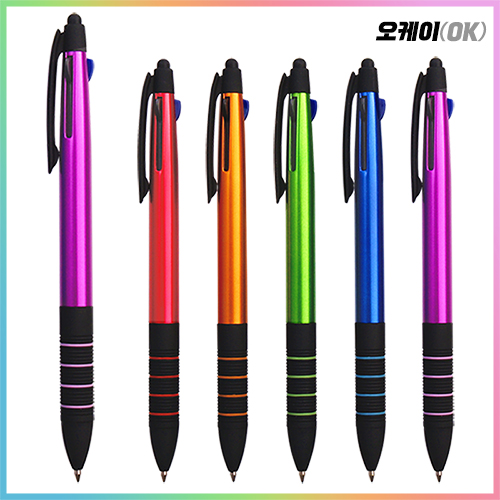 오케이 4링 칼라코팅 3색볼펜 1.00mm