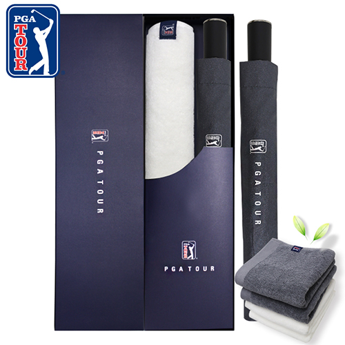 PGA 2단자동 블랙메탈+260g코마사타올 세트
