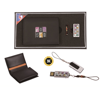 신문자도자개가죽명함지갑+신문자도자개USB(8GB~64GB)