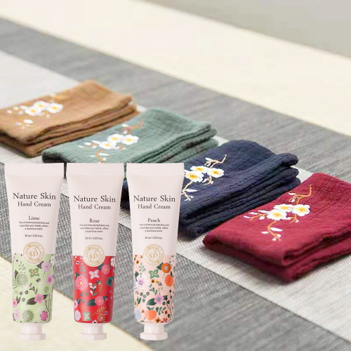 고급 린넨 행주 타올 1P + 휴대용 핸드크림 30ml 3P 세트