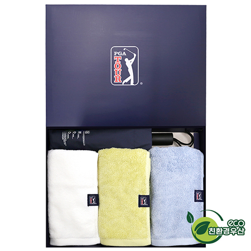 PGA 친환경그린 3단60완전자동우산 + 180g모달타올 3P세트(소)