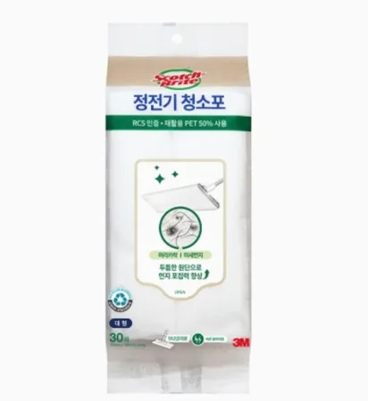 3M 스카치브라이트 재활용 PET 50% 사용 정전기 청소포 대형(30매